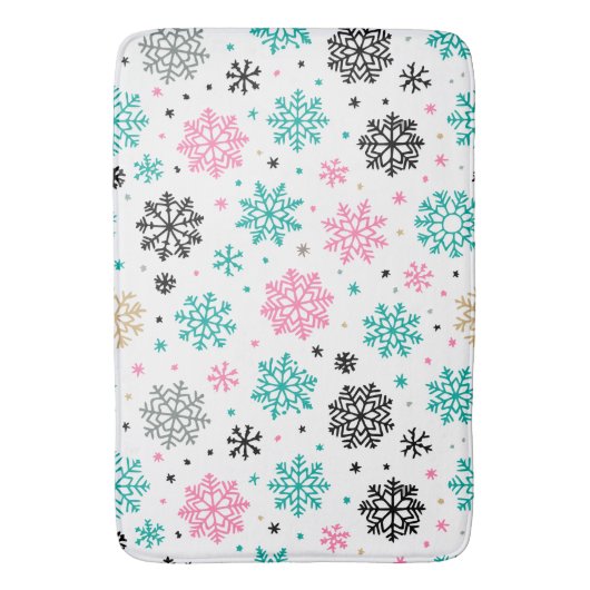 Retro-Schneeflocken Badematte (Vorderseite Vertikal)