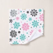 Retro-Schneeflocken Badhandtuch Set (Waschlappen)