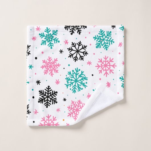 Retro-Schneeflocken Badhandtuch Set (Waschlappen)