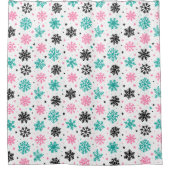 Retro-Schneeflocken Duschvorhang (Vorderseite)