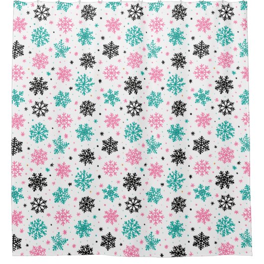 Retro-Schneeflocken Duschvorhang (Vorderseite)