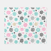Retro-Schneeflocken Fleecedecke (Vorderseite (Horizontal))