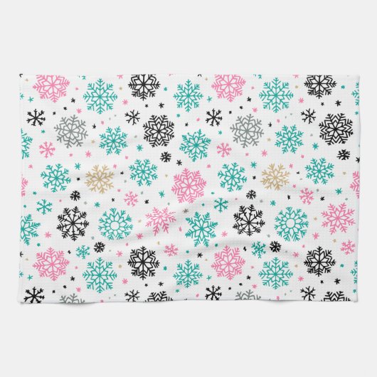 Retro-Schneeflocken Geschirrtuch (Horizontal)