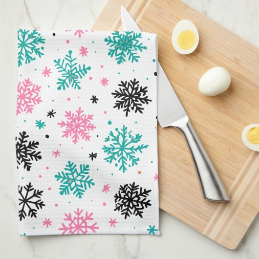 Retro-Schneeflocken Geschirrtuch (Viertel Falte)