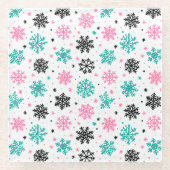 Retro-Schneeflocken Glasuntersetzer (Vorderseite)