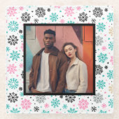 Retro-Schneeflocken Glasuntersetzer (Vorderseite)