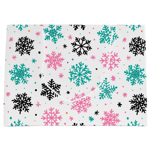 Retro-Schneeflocken Große Geschenktüte (Vorderseite)