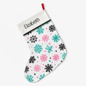 Retro-Schneeflocken Großer Weihnachtsstrumpf (Rückseite (Hängend))