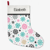 Retro-Schneeflocken Großer Weihnachtsstrumpf (Vorderseite)