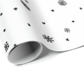 Retro-Schneeflocken im skandinavischen Doodle-Stil Geschenkpapier (Rolleneckpunkt)