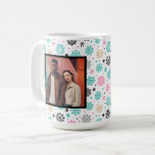 Retro-Schneeflocken Kaffeetasse (Vorderseite Links)