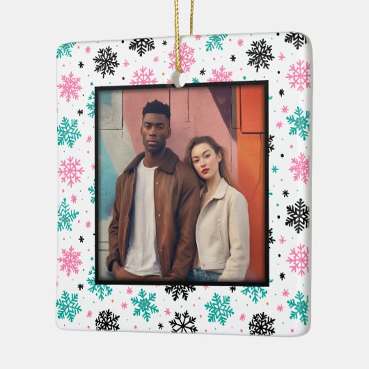 Retro-Schneeflocken Keramikornament (Links)