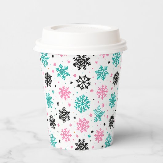 Retro-Schneeflocken Pappbecher (Links)