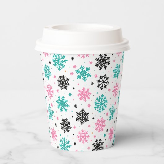 Retro-Schneeflocken Pappbecher (Rückseite)