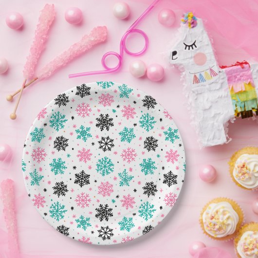 Retro-Schneeflocken Pappteller (Party)