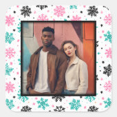 Retro-Schneeflocken Quadratischer Aufkleber (Vorderseite)