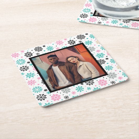 Retro-Schneeflocken Rechteckiger Pappuntersetzer (angewinkelt)