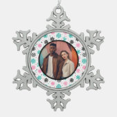 Retro-Schneeflocken Schneeflocken Zinn-Ornament (Vorderseite)