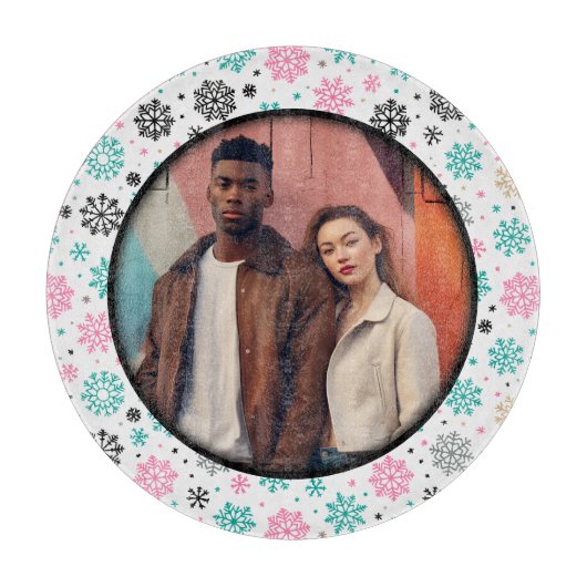 Retro-Schneeflocken Schneidebrett (Vorderseite)