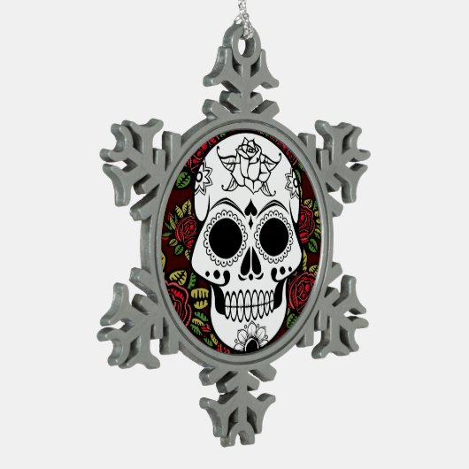 retro schneeflocken Zinn-Ornament (Links)