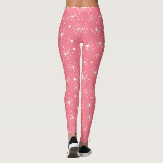 Retro-Schneeflockenmuster auf Rosa Leggings (Rückseite)