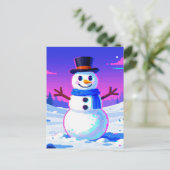 Retro-Schneemann-Glitch Postkarte (Stehend Vorderseite)