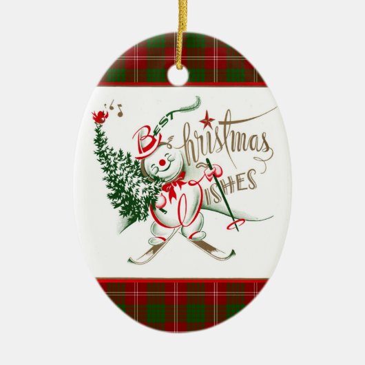 Retro Schneemann Keramikornament (Vorne)