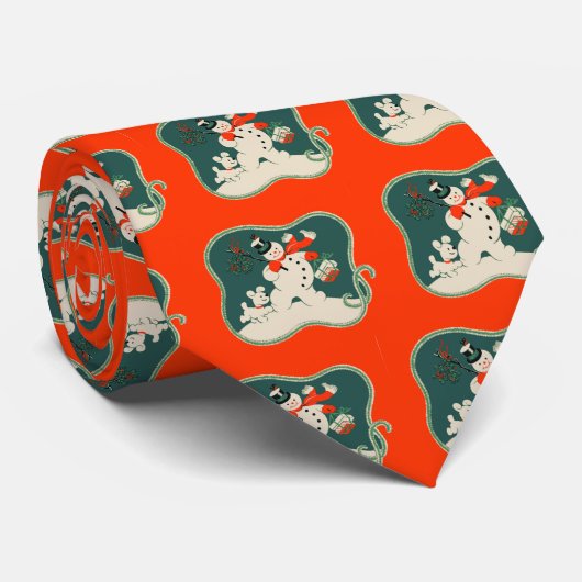 Retro Schneemann Krawatte (Gerollt)