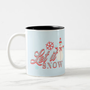Retro Schneemann Lass es schneien Weihnachten Kaf Zweifarbige Tasse