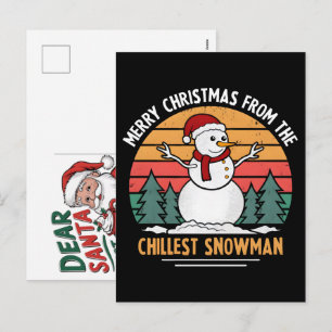 Retro-Schneemann-Weihnachtsuhr Feiertagsgeschenk S Feiertagspostkarte