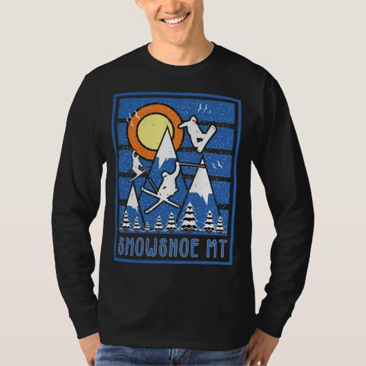 Retro-Schneeschuhski T-Shirt (Vorderseite)