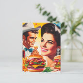 Retro-Schnellimbiss-Paar Postkarte (Stehend Vorderseite)