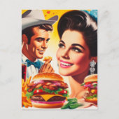 Retro-Schnellimbiss-Paar Postkarte (Vorderseite)