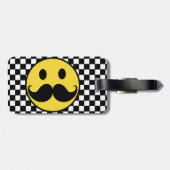 Retro Schnurrbart Moutache mit Schachbrett Gepäckanhänger (Rückseite horizontal)