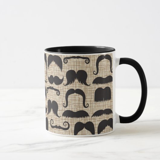 Retro Schnurrbart-Schnurrbart Stache Muster Tasse (Rechts)