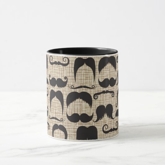 Retro Schnurrbart-Schnurrbart Stache Muster Tasse (Zentrum)