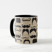 Retro Schnurrbart-Schnurrbart Stache Muster Tasse (Vorderseite Links)