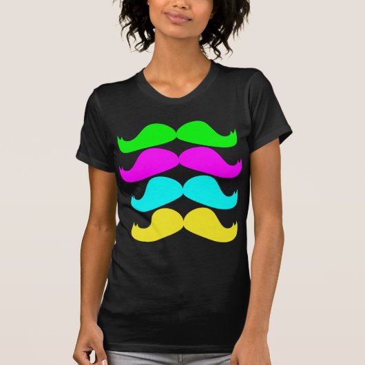 Retro Schnurrbärte RGB Fluo T-Shirt (Vorderseite)