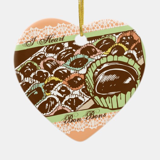 Retro Schokolade Bonbons Süßigkeiten Weihnachtssch Keramikornament (Vorne)