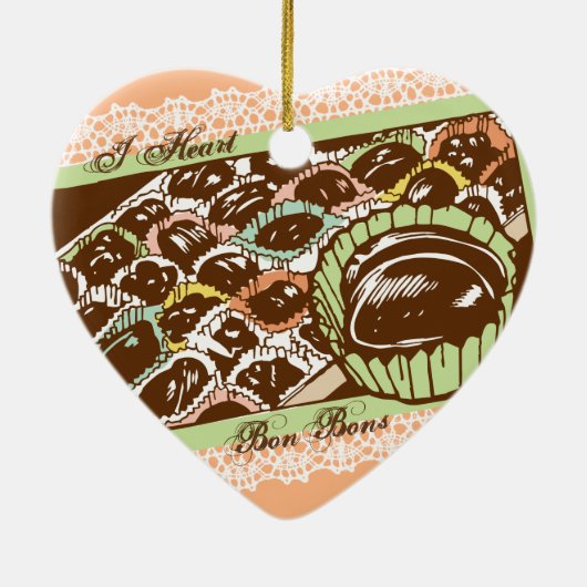 Retro Schokolade Bonbons Süßigkeiten Weihnachtssch Keramikornament (Hinten)