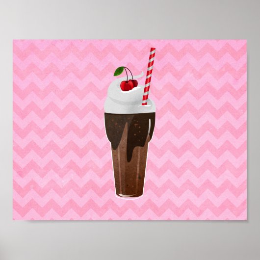 Retro-Schokolade-Eiscreme-Shake Poster (Vorne)