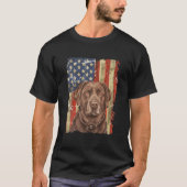 Retro-Schokolade-Labrador mit US-Flagge Geschenk S T-Shirt (Vorderseite)