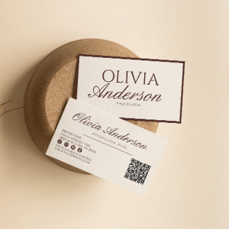 Retro Schokoladenbraun Luxus Altes Geld QR-Code Visitenkarte