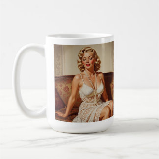 Retro schöne Blondine im Stil der 50er Jahre Kaffeetasse