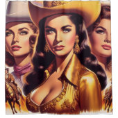 Retro schöne Cowgirls Duschvorhang (Vorderseite)