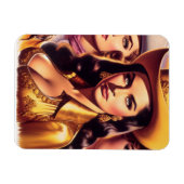 Retro schöne Cowgirls Magnet (Horizontal)