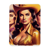 Retro schöne Cowgirls Magnet (Vertikal)