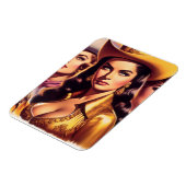 Retro schöne Cowgirls Magnet (Linke Seite)
