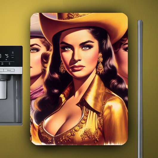 Retro schöne Cowgirls Magnet