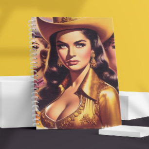 Retro schöne Cowgirls Notizblock